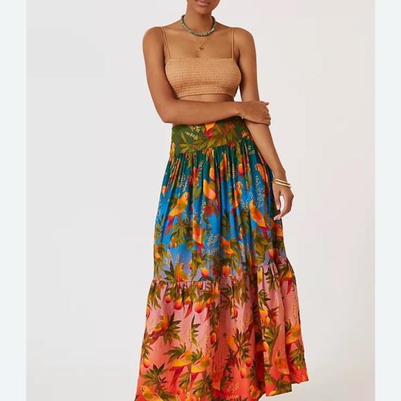 FARM Rio Dresses & Skirts - FARM Rio Multicolor Tropical A-Line Maxi Skirt